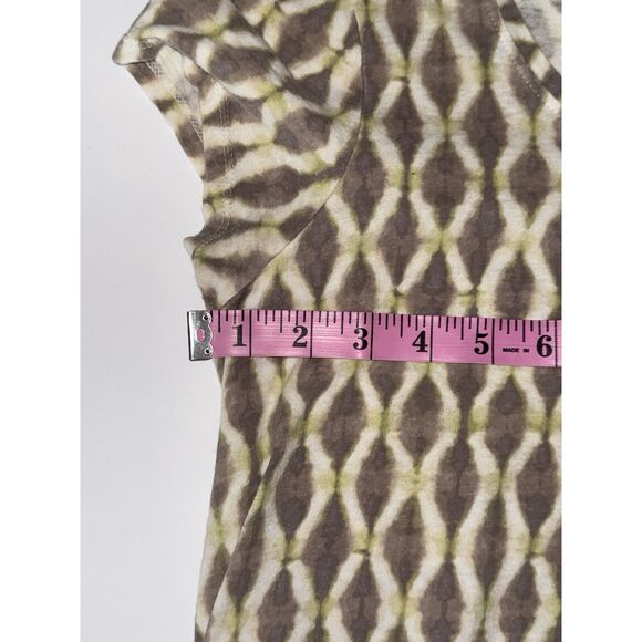 Pure J Jill Linen Blend Top Ikat Geometric Layering Short Sleeve Neutral Small - Picture 8 of 13